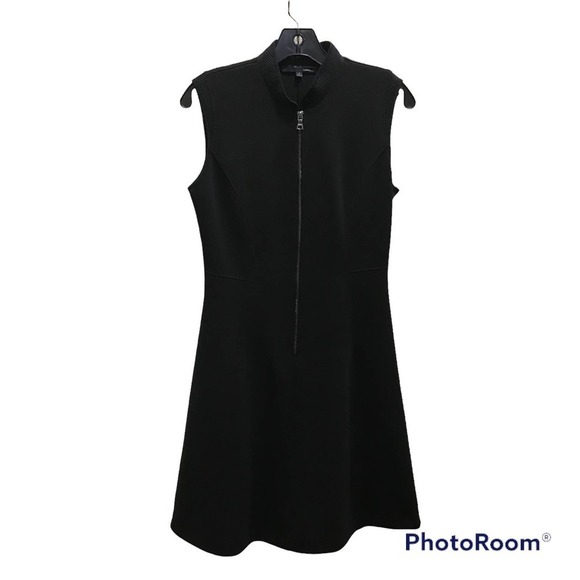 Elie Tahari Design Nation Scuba Front Zip Dress Sz 6 Mesh Trim A Line Cocktail - Picture 1 of 5
